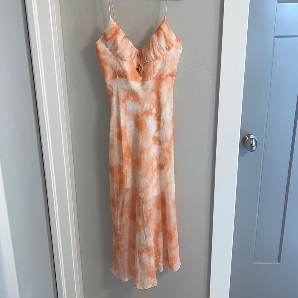 Petal & Pup Orange and White Tie-Dye Midi Dress